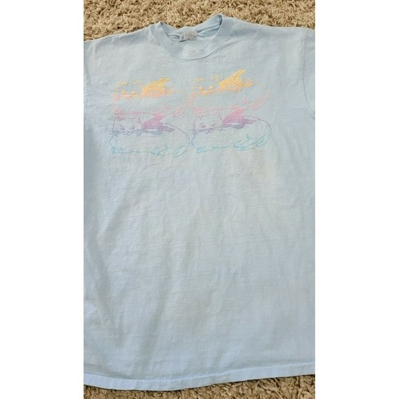 1986 Rhapsody Hanes Beefy T-Shirt * XL Flying Cat Blue Single Stitch Shirt E15 - Picture 3 of 10